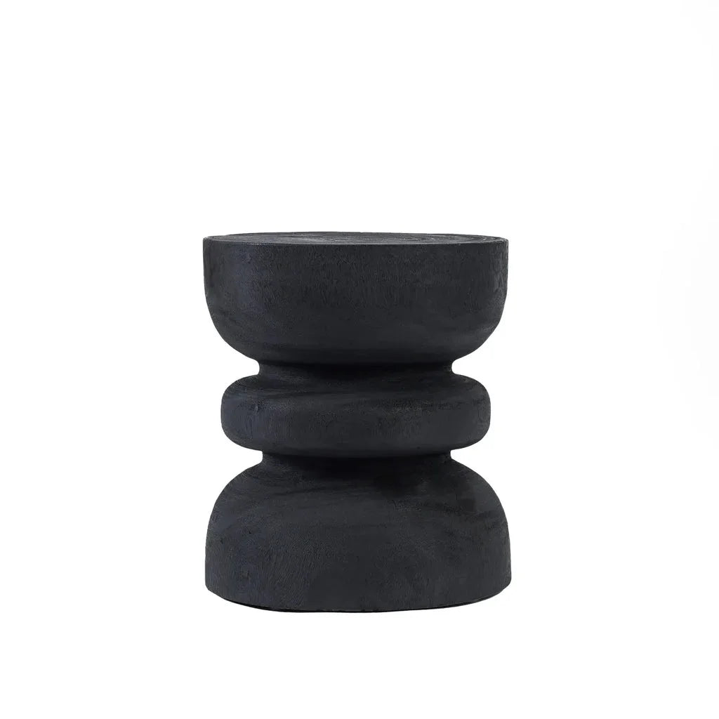 Tabouret Cincin Noir en forme de sablier noir, design moderne et élégant