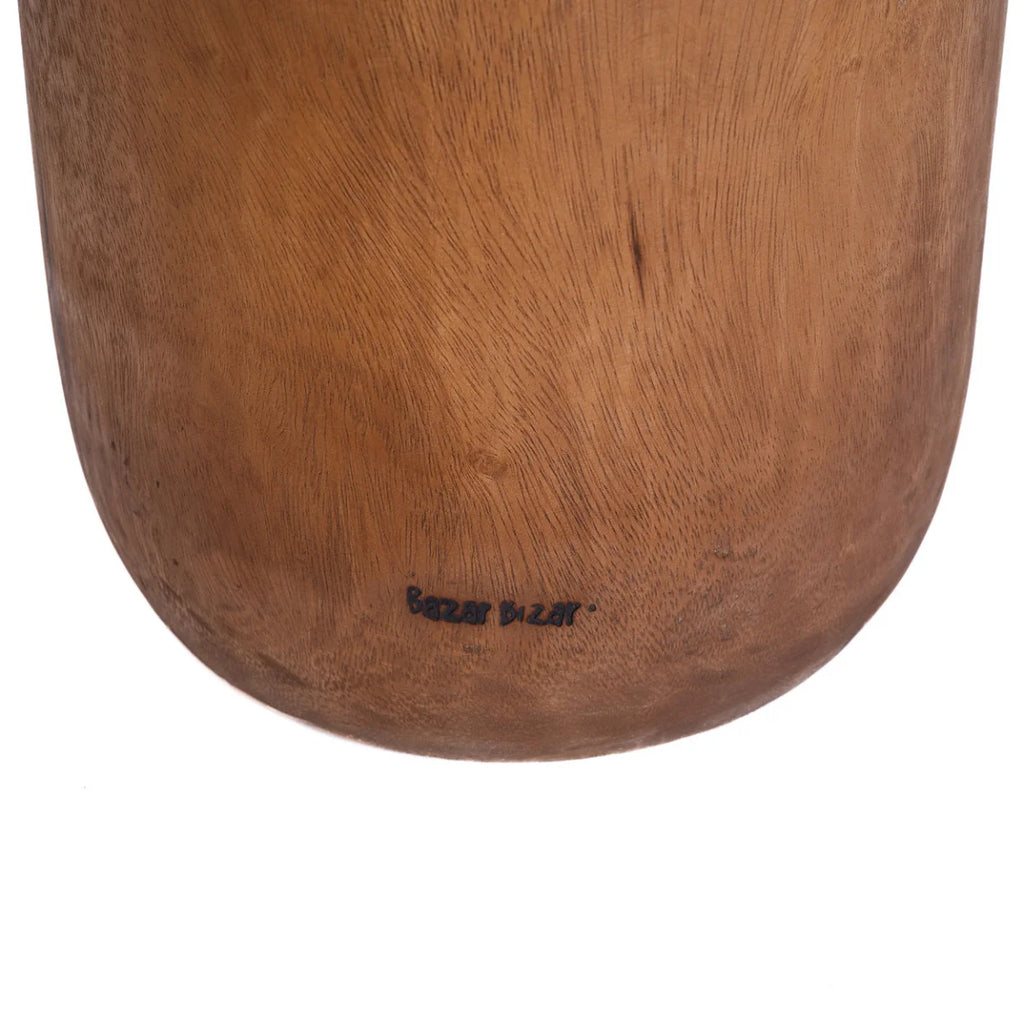 Tabouret cylindrique en bois de suar naturel à bord arrondi – H45 cm