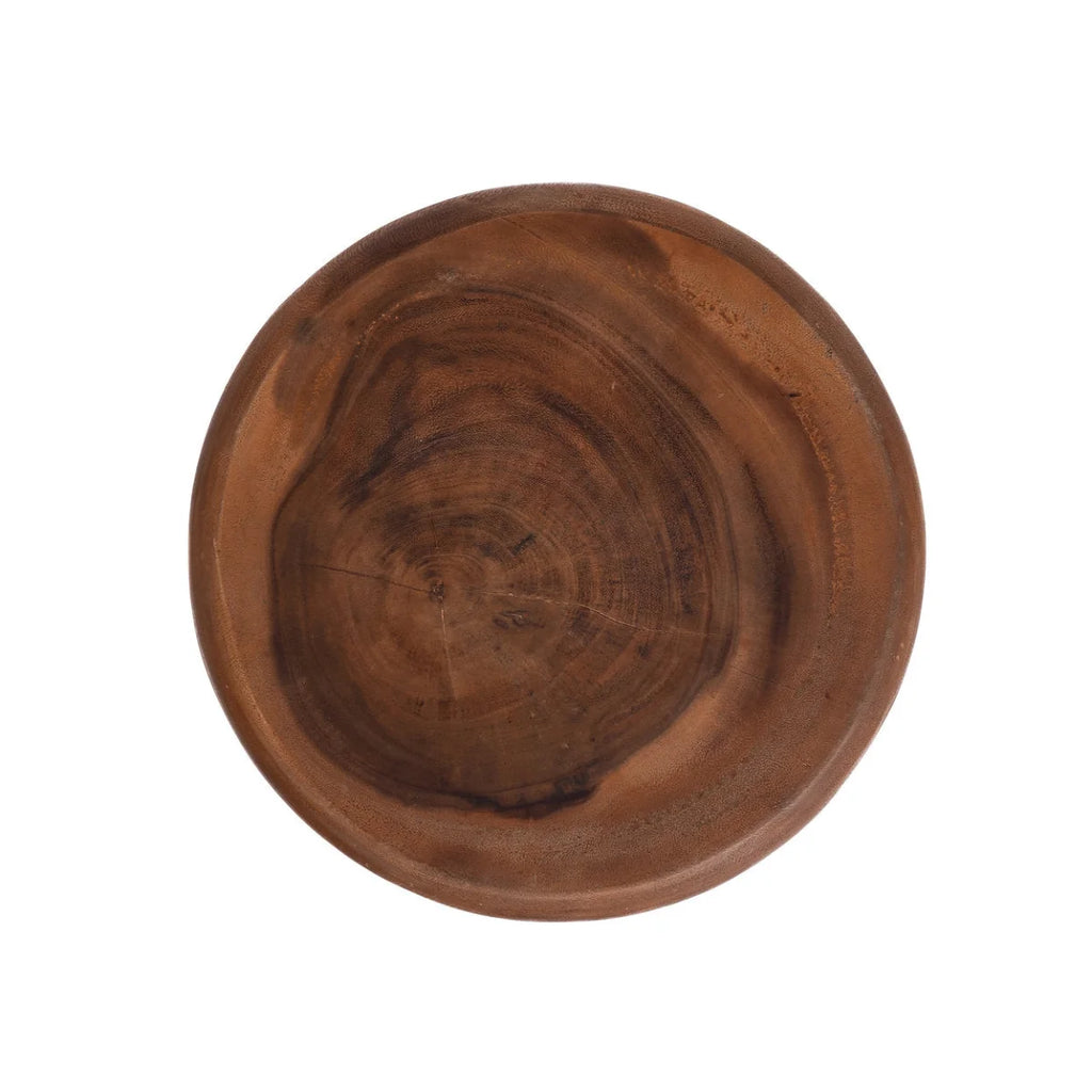 Tabouret cylindrique en bois de suar naturel à bord arrondi – H45 cm