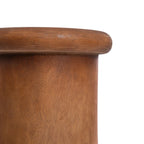 Tabouret cylindrique en bois de suar naturel à bord arrondi – H45 cm