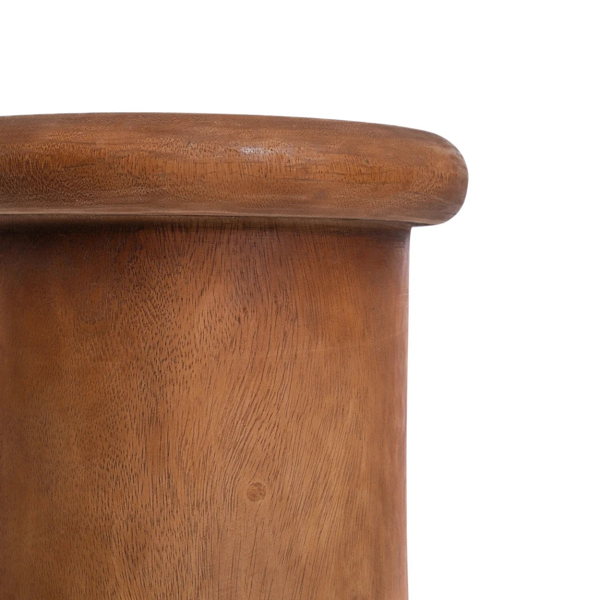 Tabouret cylindrique en bois de suar naturel à bord arrondi – H45 cm