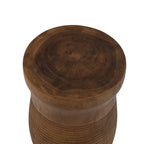 Tabouret Ezili Naturel en bois avec texture sculptée pour décoration élégante