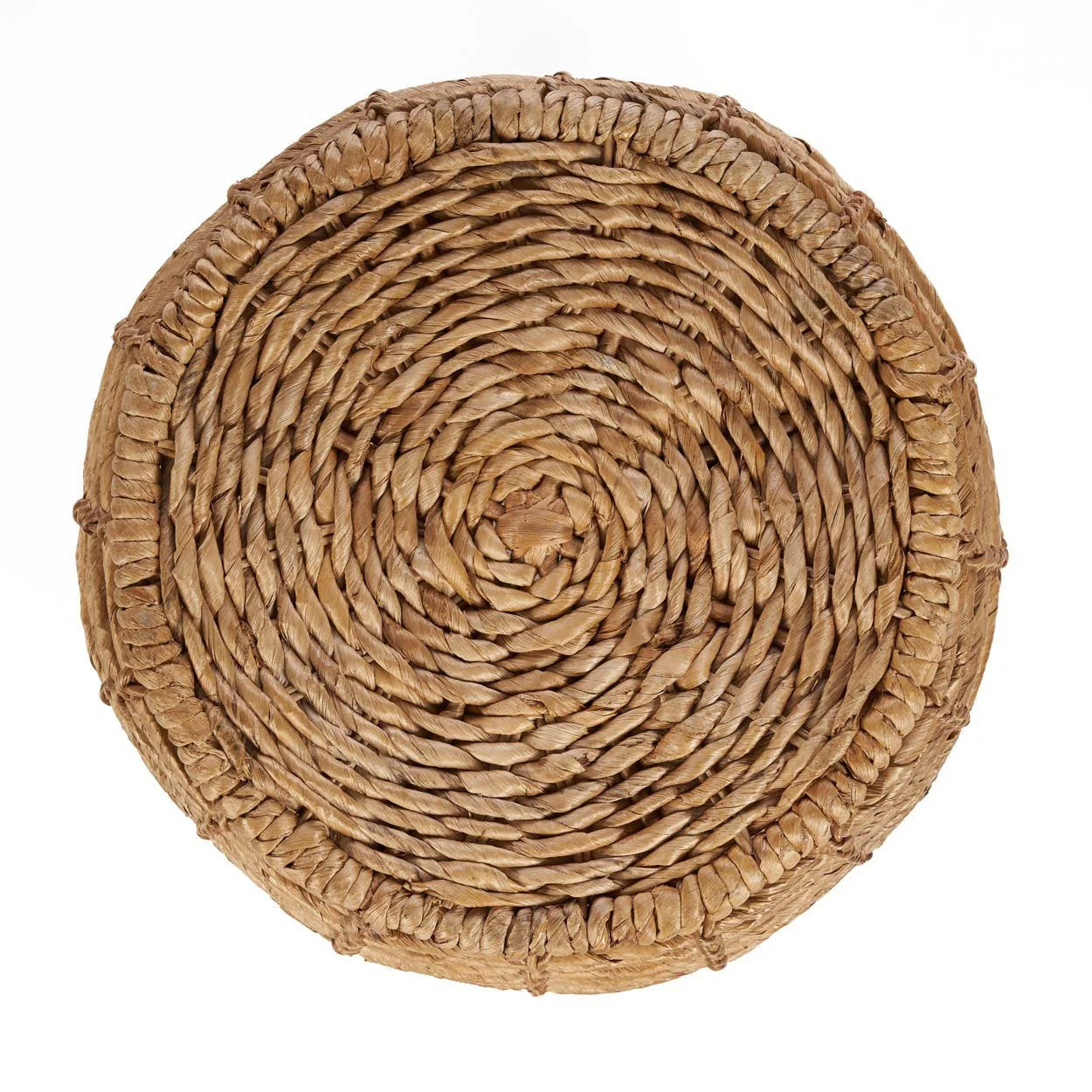 Tapis ou sous-verre circulaire en paille tressée couleur miel pour tabouret en feuilles de bananier