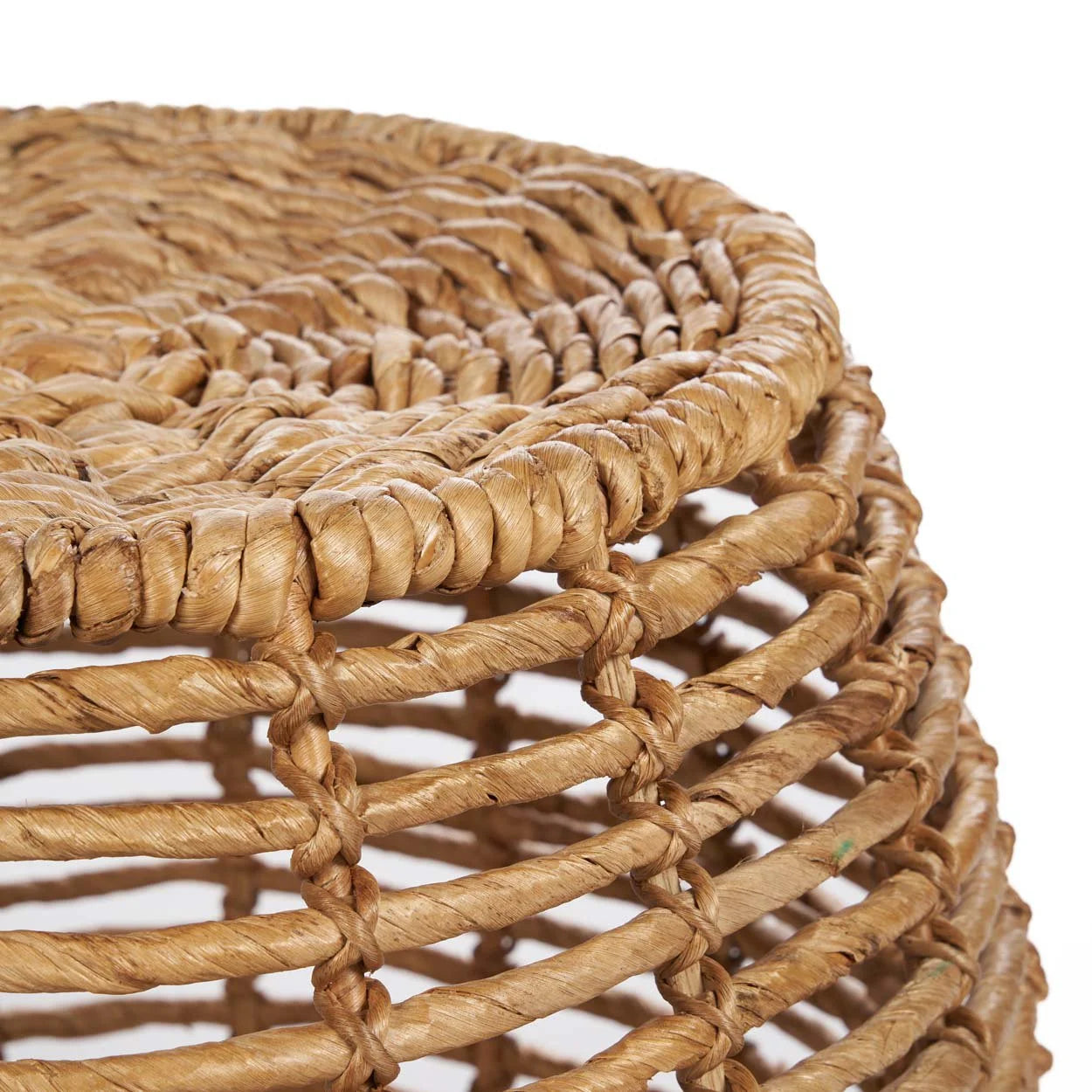 Panier ou tabouret en feuilles de bananier naturel couleur miel H45 cm