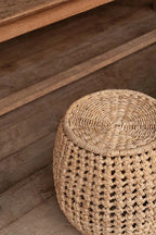 Tabouret en feuilles de bananier tressées naturel ajouré Ø49 cm