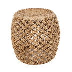 Tabouret en feuilles de bananier tressées naturel ajouré, rond, Ø49 cm