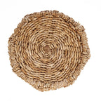 Tabouret ajouré en feuilles de bananier tressées naturel Ø49 cm, spirale en seagrass beige