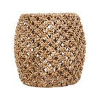 Panier en feuilles de bananier tressées naturel avec motif ajouré, diamètre 49 cm