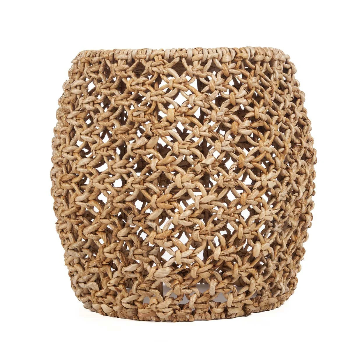 Panier en feuilles de bananier tressées naturel avec motif ajouré, diamètre 49 cm