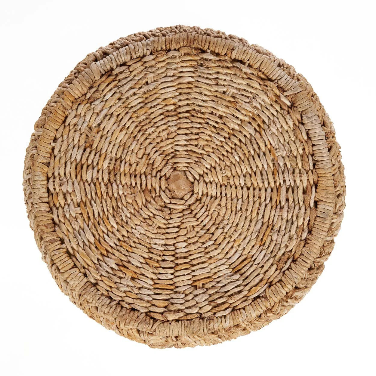 Dessus de table rond en fibres naturelles tressées beige, diamètre 48 cm
