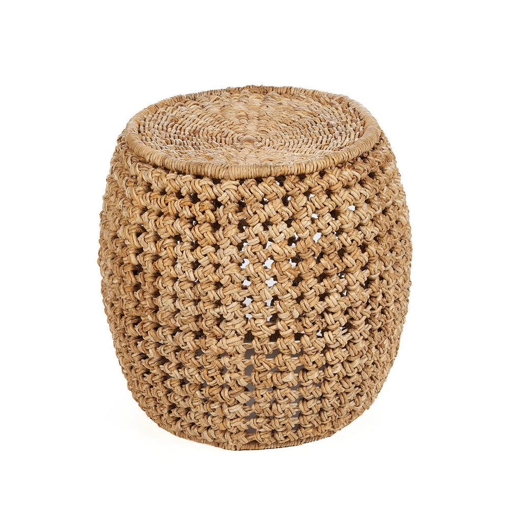 Tabouret en fibres naturelles tressées beige Ø48 cm, osier tressé ouvert