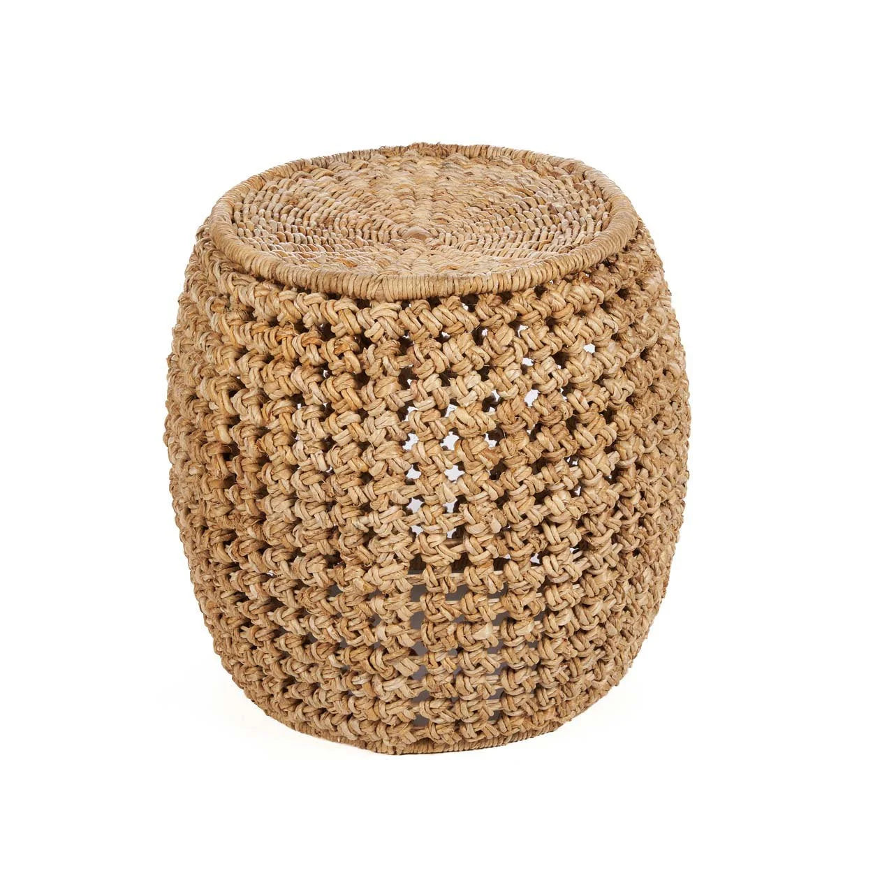 Tabouret en fibres naturelles tressées beige avec couvercle amovible, Ø48 cm