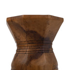 Tabouret géométrique en bois de Suar naturel 60 cm avec détails sculptés brown