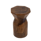 Tabouret géométrique en bois de Suar naturel, octagonal, 60 cm de hauteur