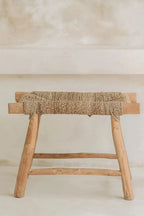Tabouret en herbe marine Porto avec siège tissé en bois naturel