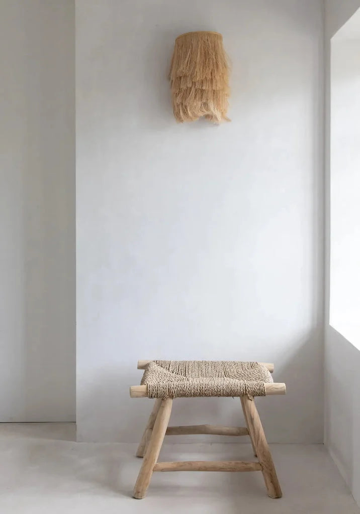 Tabouret en herbe marine Porto avec siège en tissage en bois naturel mâle