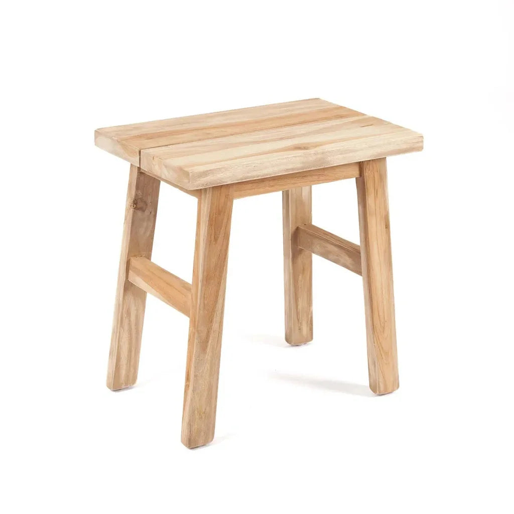 Tabouret Makara Naturel en bois avec siège carré prêt à acheter
