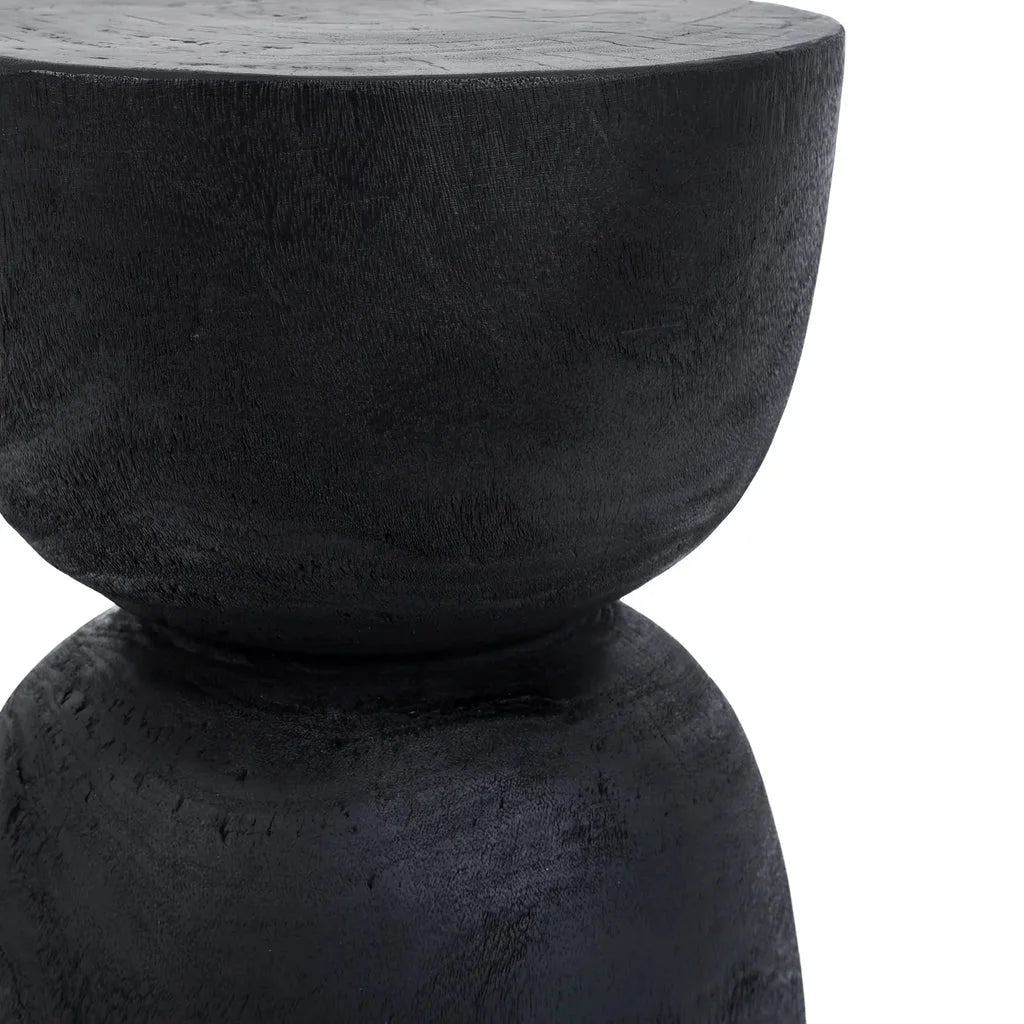Haut de gamme le tabouret de Montréal noir en bois en forme de sablier