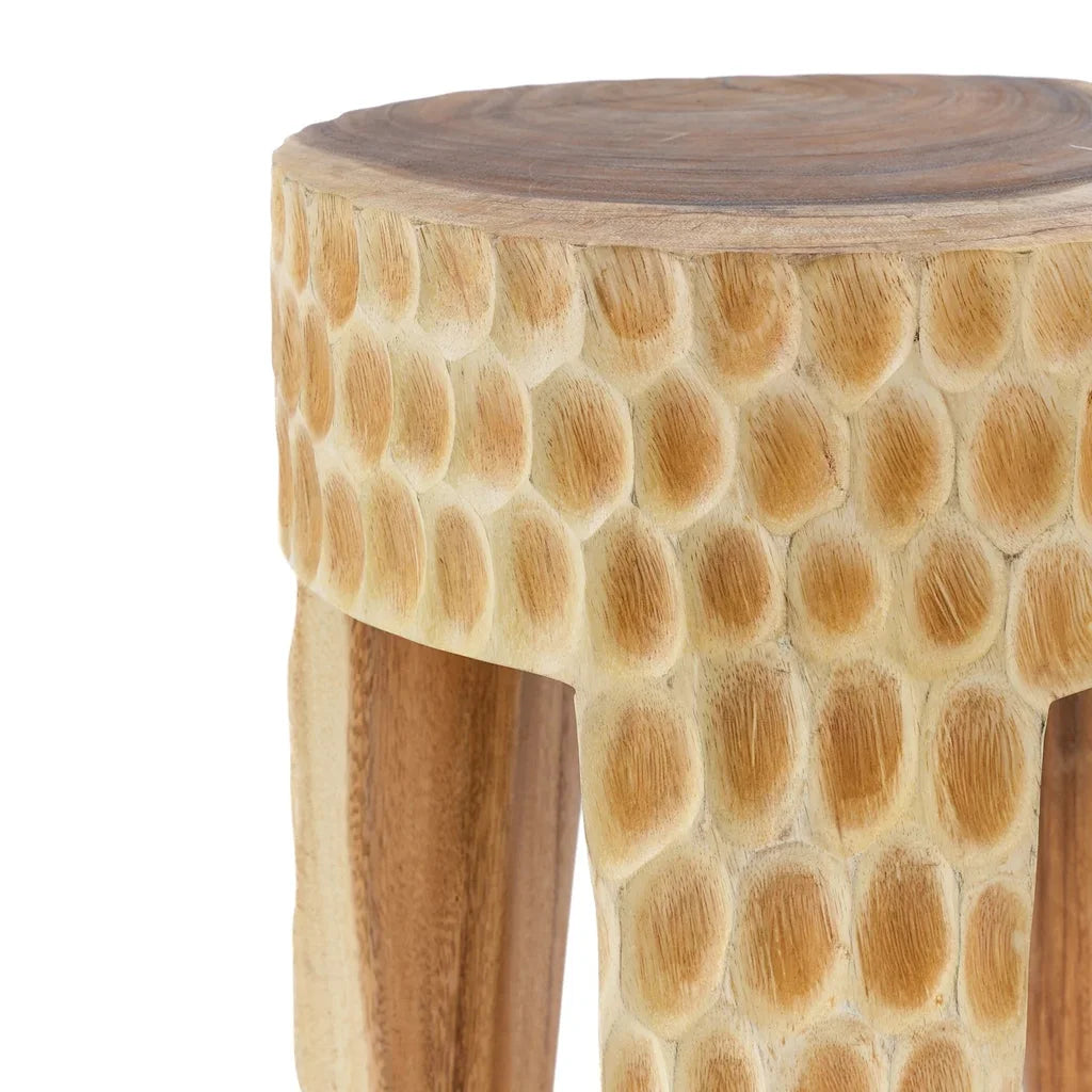 Tabouret Paramo Naturel en bois avec côtés texturés pour une touche naturelle