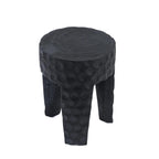 Tabouret Paramo Noir en bois noir texturé à trois pieds pour une déco élégante