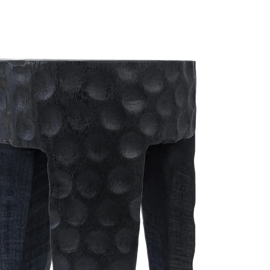 Tabouret Paramo Noir noir à trois pieds et texture texturée élégante