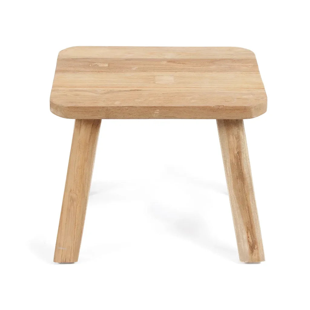 Tabouret Quincy Naturel en bois avec siège carré pour décoration intérieure