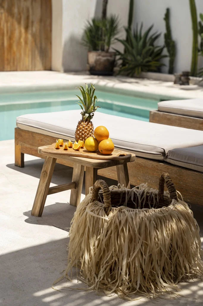 Panier en osier rustique pour le tabouret Quincy Naturel