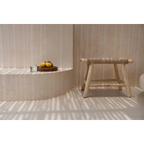 Tabouret rectangulaire en herbe de mer et bois naturel 60x38 cm