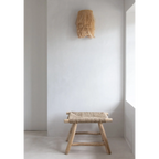 Tabouret rectangulaire en herbe de mer et bois naturel, 60x38 cm