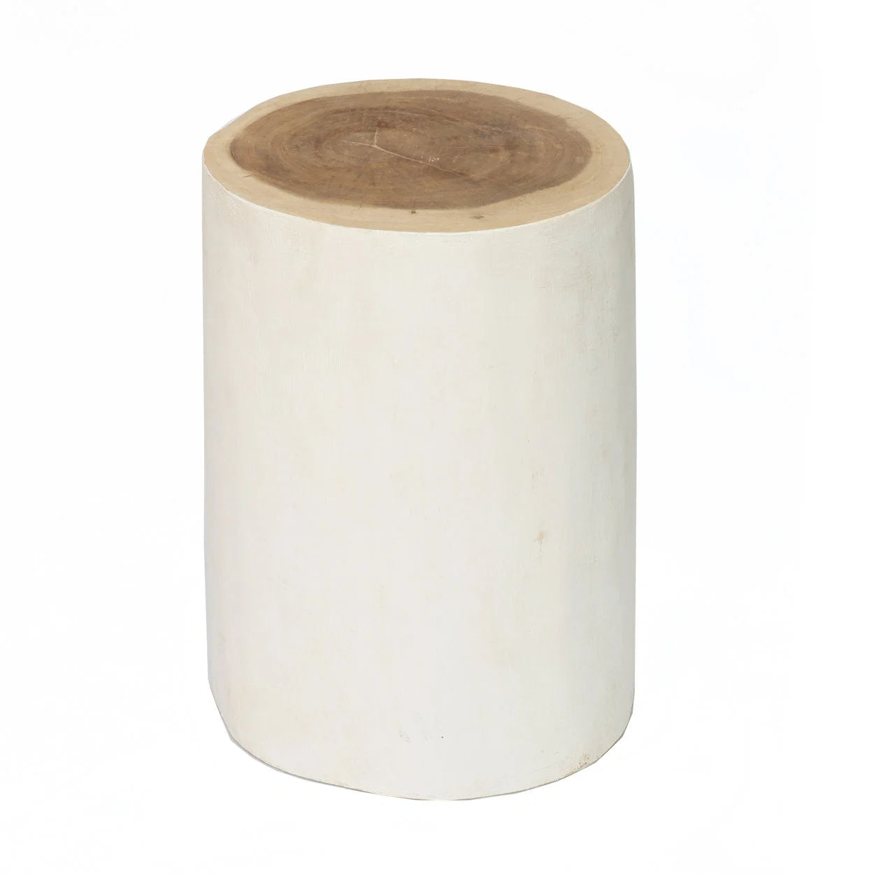 Vase cylindrique en céramique blanche avec bord en bois naturel et intérieur