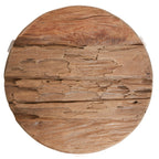 Tabouret rond en bois de teck recyclé finition brute – Ø37 cm