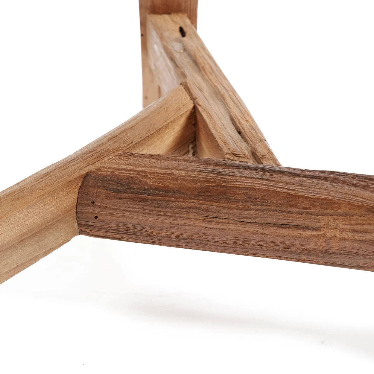 Tabouret rond en bois de teck recyclé finition brute – Ø37 cm
