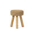 Tabouret rond en fibres tressées et bois naturel pour salon ou chambre – H45 cm