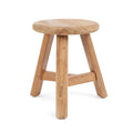 Tabouret rond en teck recyclé finition naturelle – H45 cm