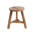 Tabouret rond en teck recyclé finition naturelle – H45 cm