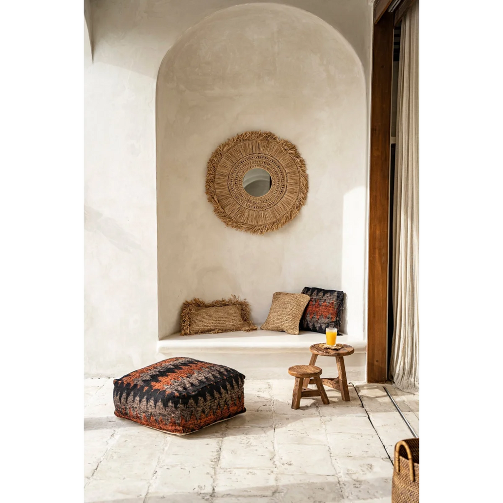 Tabouret rond en teck recyclé finition naturelle – H45 cm