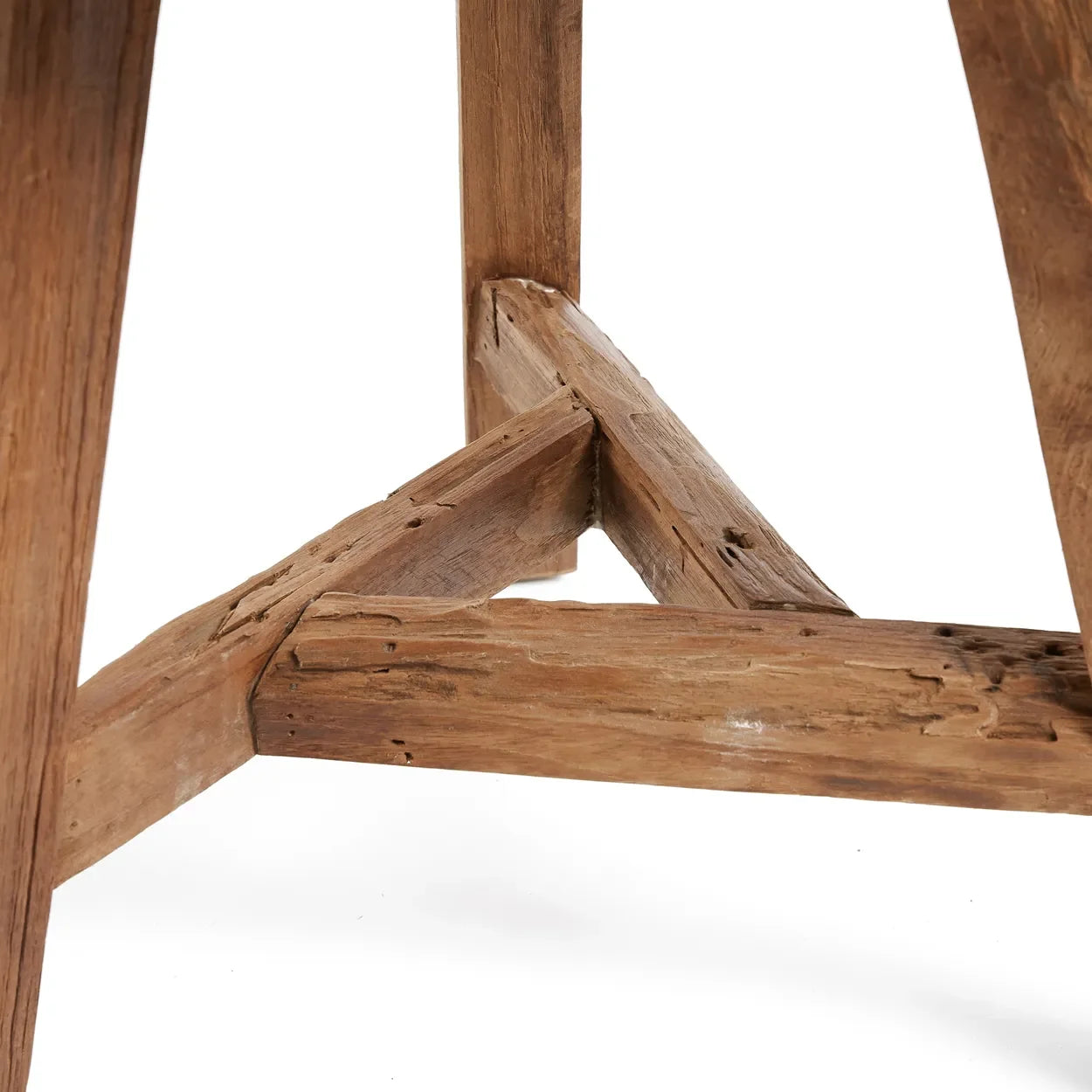 Soutien de la structure en bois pour le tabouret rond en teck recyclé naturel