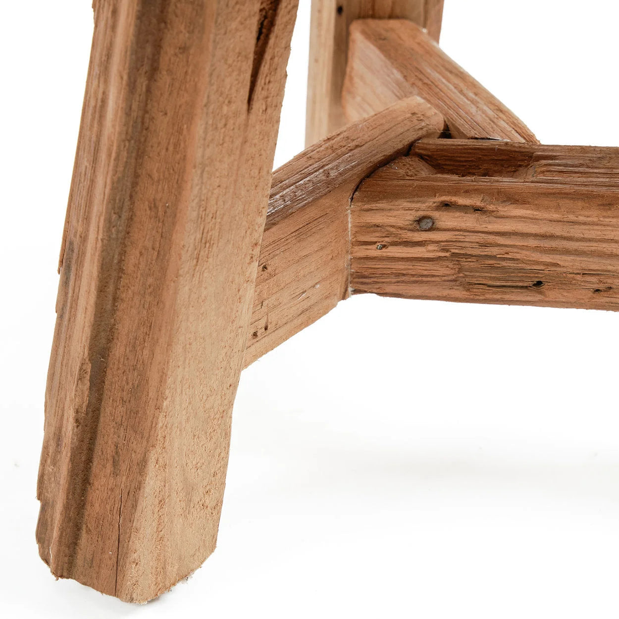 Tabouret rond en teck recyclé naturel – Ø30 cm