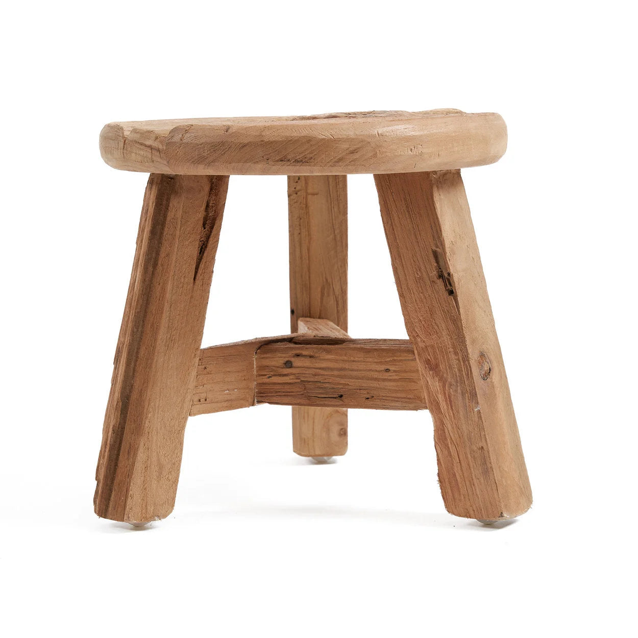 Tabouret rond en teck recyclé naturel – Ø30 cm