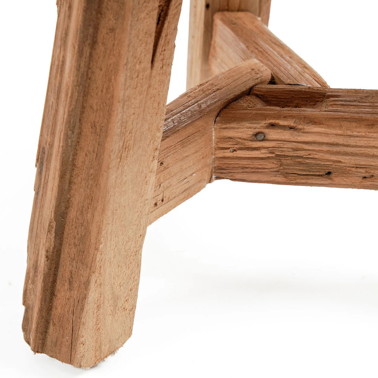 Pied en bois recyclé pour tabouret rond en teck naturel Ø30 cm