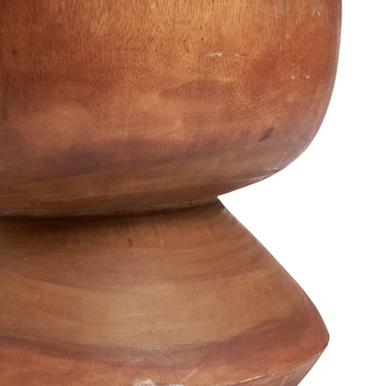 Objet en bois sculpté de suar brun naturel, hauteur 50 cm, style tourné