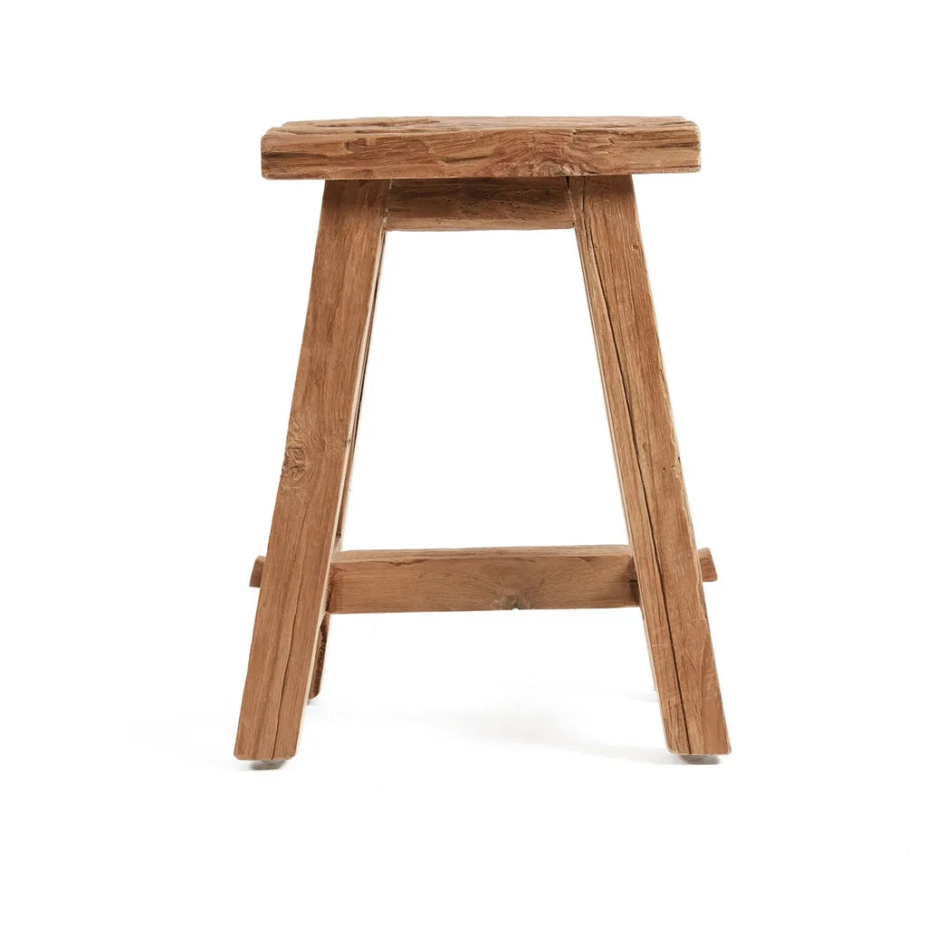 Tabouret Shoji Naturel en bois avec finition rustique pour décoration intérieure