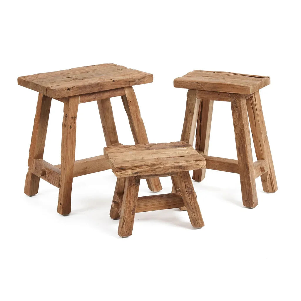 Trois tabourets en bois rustic Le tabouret Shoji Naturel S