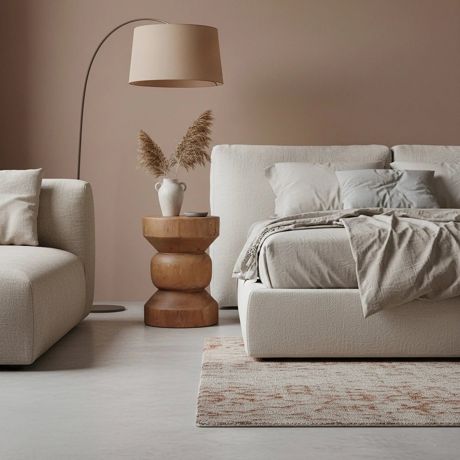 Lit massif en teck totem H45 cm, finition bois naturel