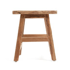 Tabouret en teck recyclé rustique avec finition naturelle, 40x30 cm
