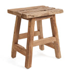 Tabouret en teck recyclé finition naturelle rustique pour un style champêtre