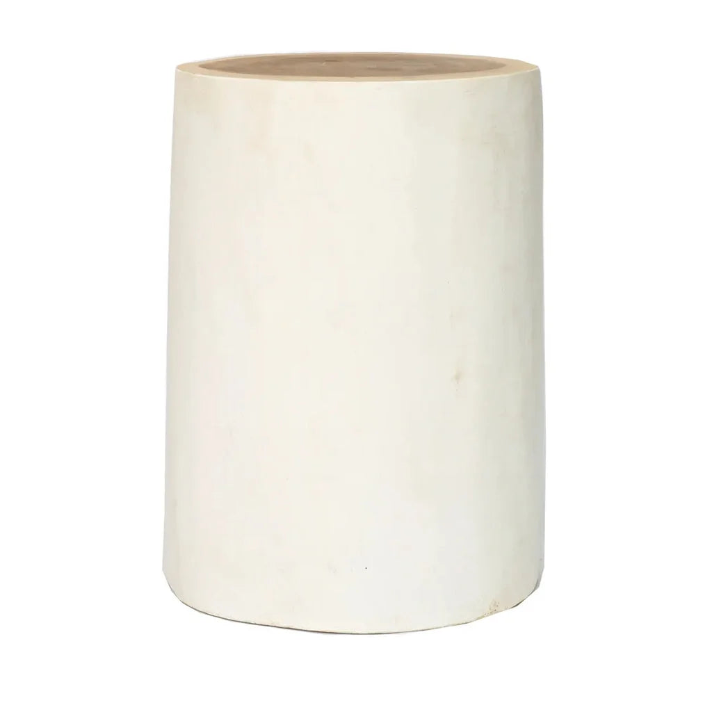 Pot de fleurs cylindrique en céramique blanche pour le Le Tabouret de la Tribu Blanc Naturel
