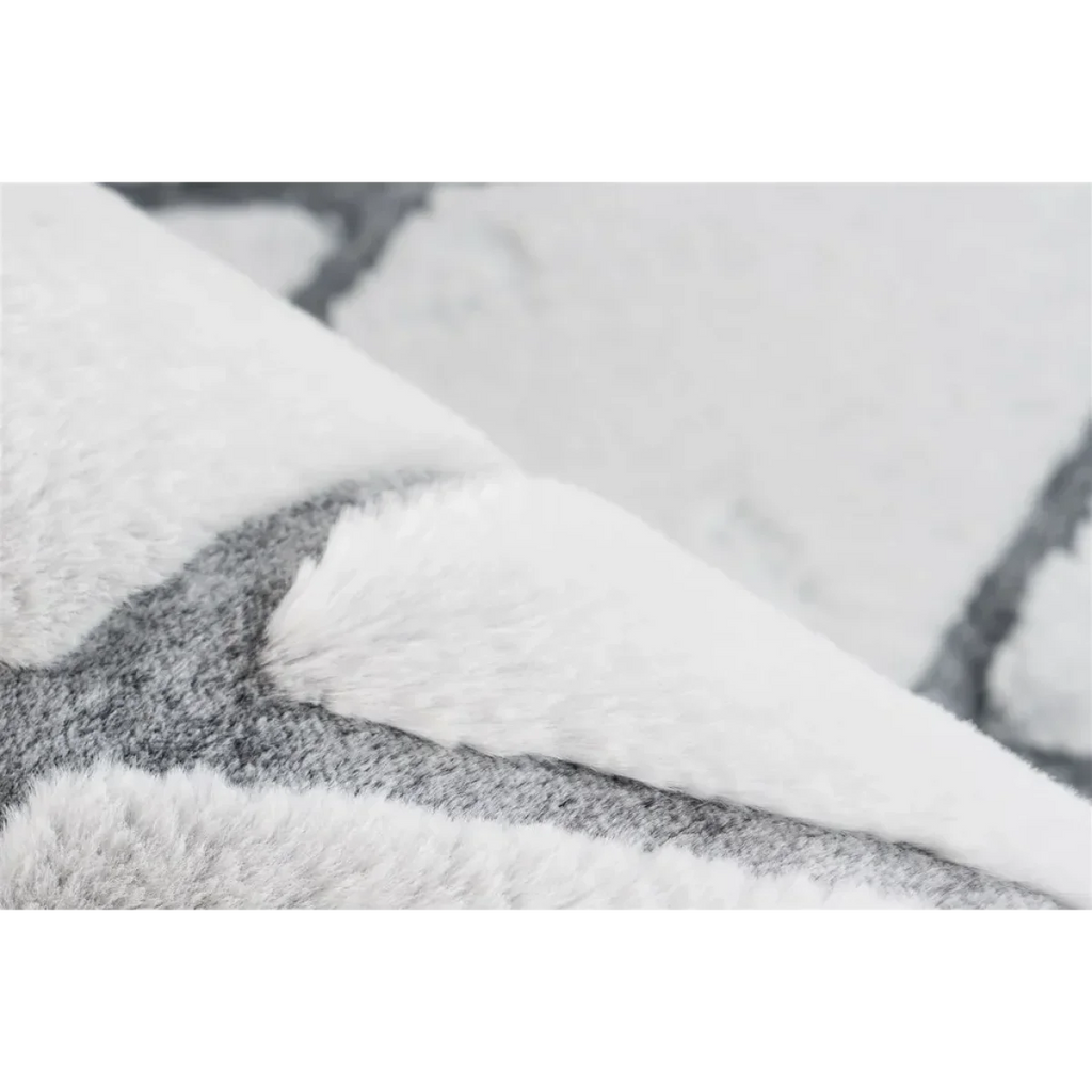 Tapis à motifs losanges blancs et gris en polyester doux 160x230 cm