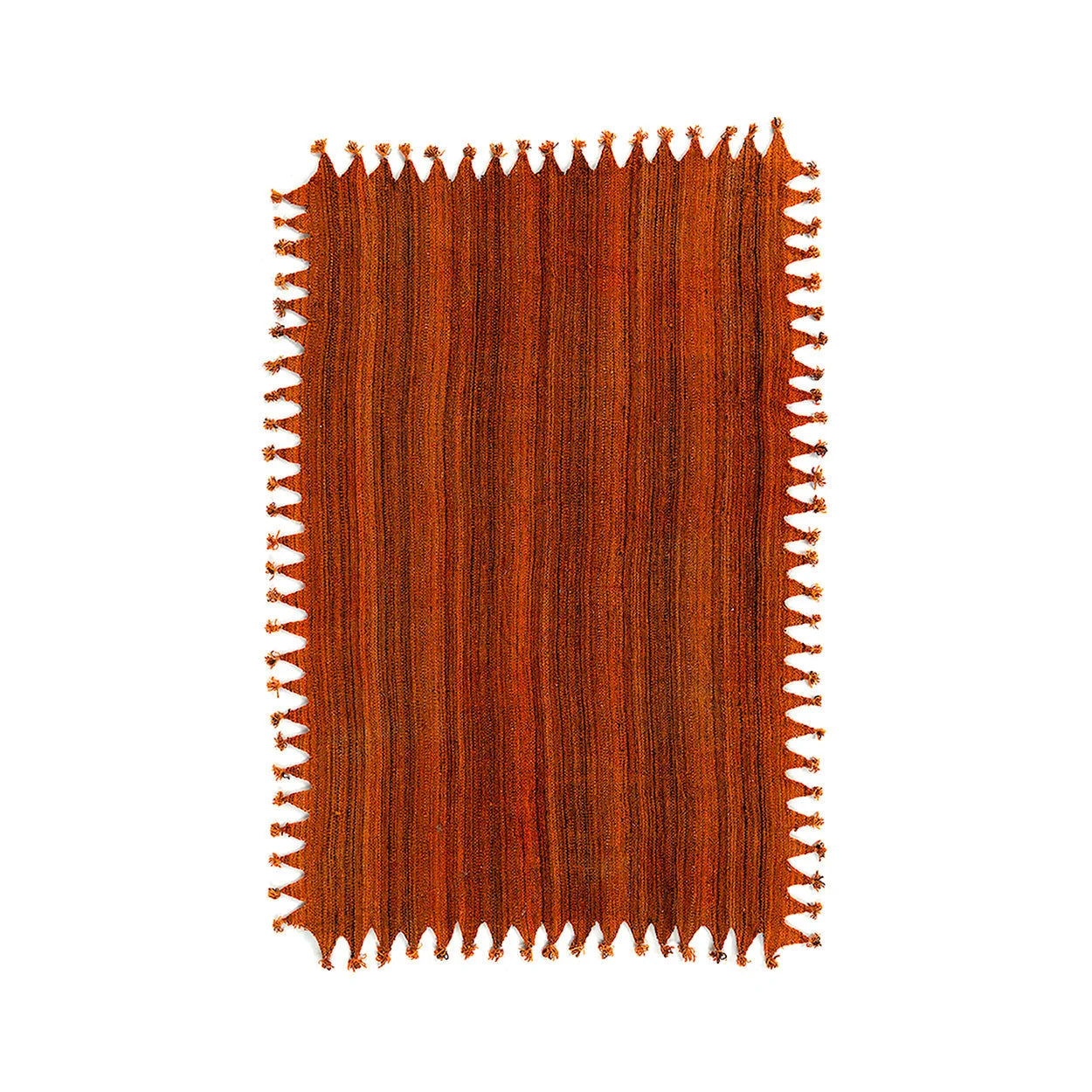 Tapis afghan en laine rouille frangé zigzag 190x296 cm