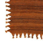 Tapis afghan en laine rouille frangé, 190x296 cm, motif rayé texturé
